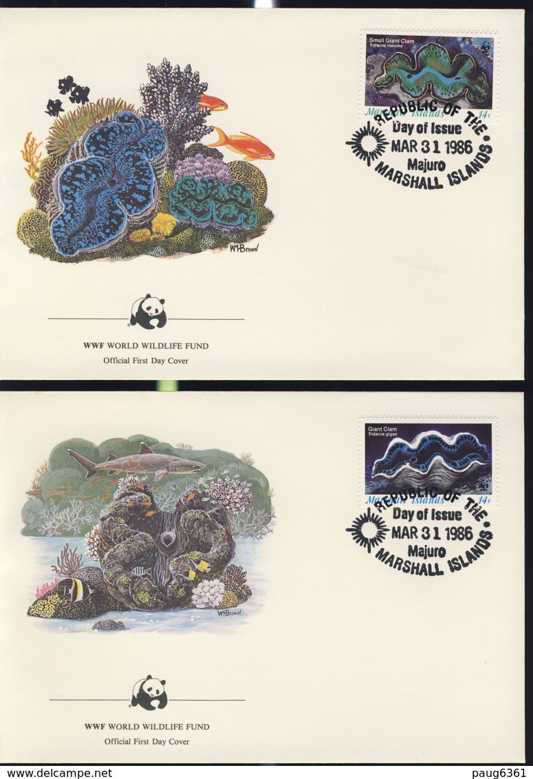 WWF  4 FDC 1986 MARSHALL COQUILLAGES  YVERT N°111/14 - FDC