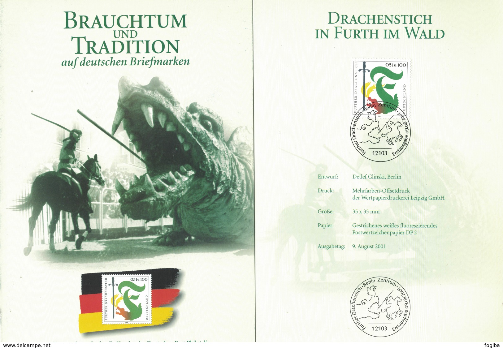 E81   Germany 2001 Folder  Dragon, Mythologie, Mythology, Saint-georges, St. George - Mitologia