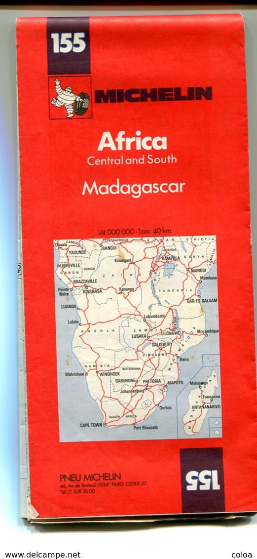 Carte Michelin 155 Afrique Centrale Et Sud Madagascar 1982 - Callejero