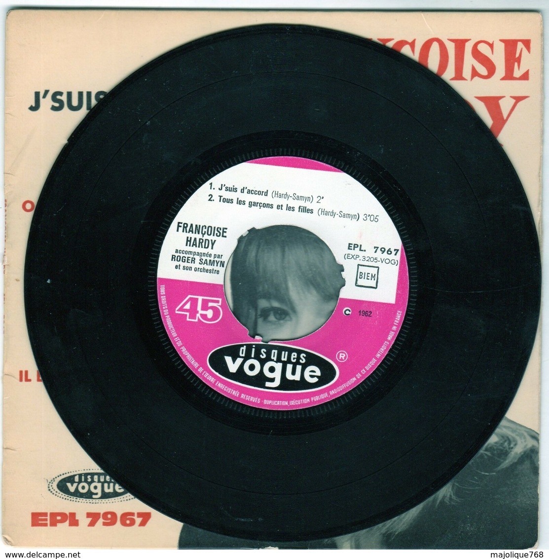 Disque De Françoise Hardy - Oh Oh Chéri - Vogue EPL. 7967 - 1962 - - Autres - Musique Française