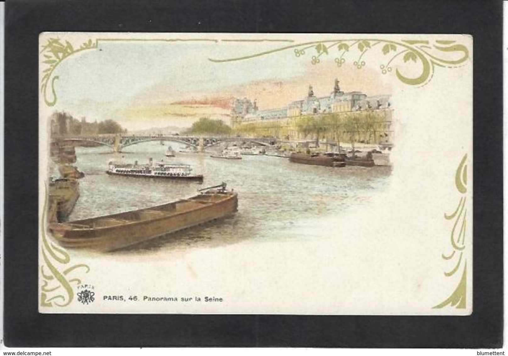 CPA Paris Illustré Non Circulé Art Nouveau Péniche - Andere & Zonder Classificatie