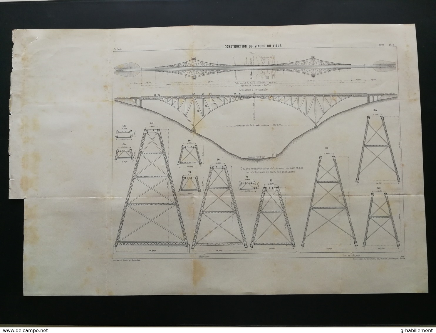 ANNALES DES PONTS Et CHAUSSEES (Dep 82) Plan De Construction Du Viaduc De Viaur Imp L.Courtier 1899 (CLE13) - Travaux Publics