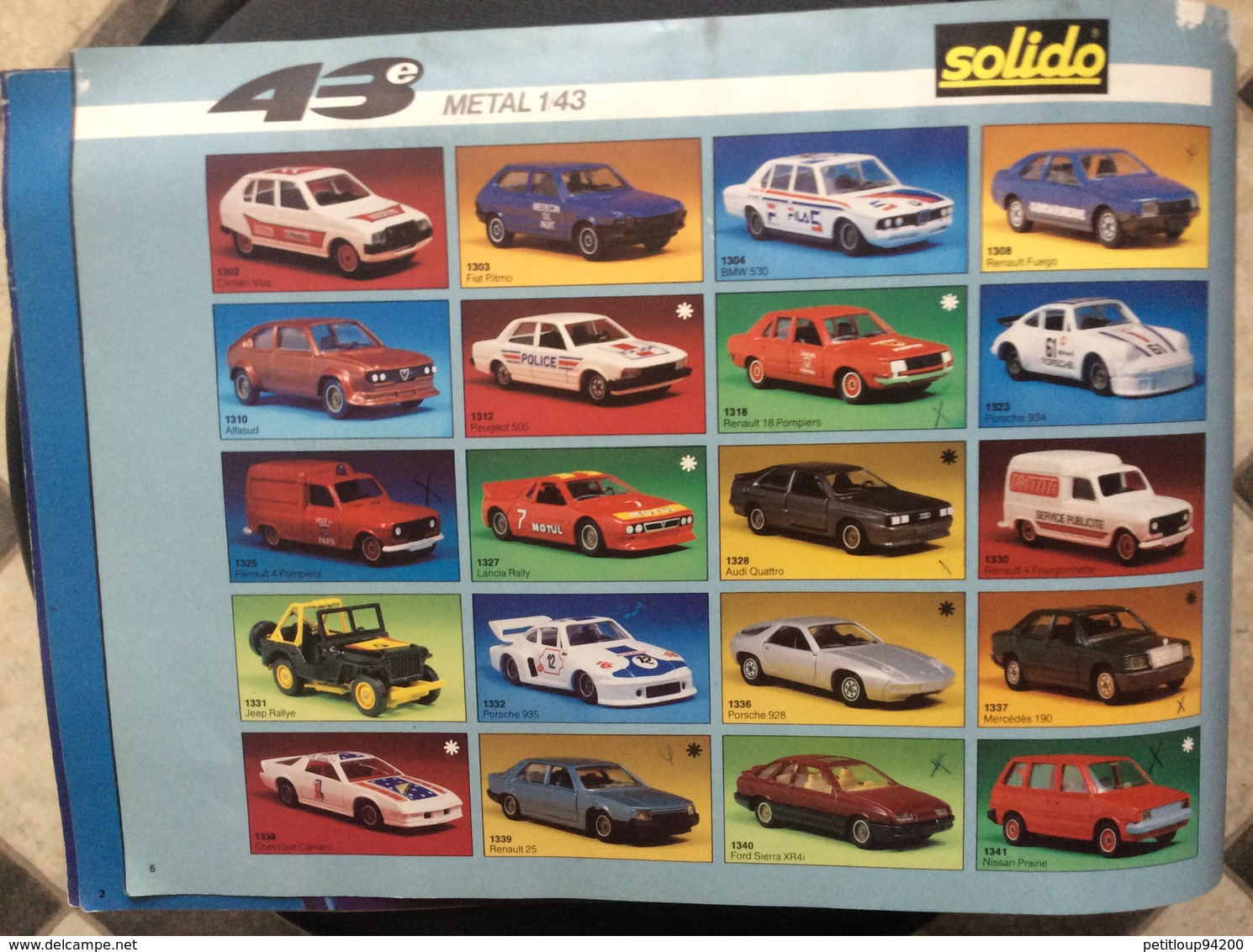 CATALOGUE VOITURES SOLIDO 1987
