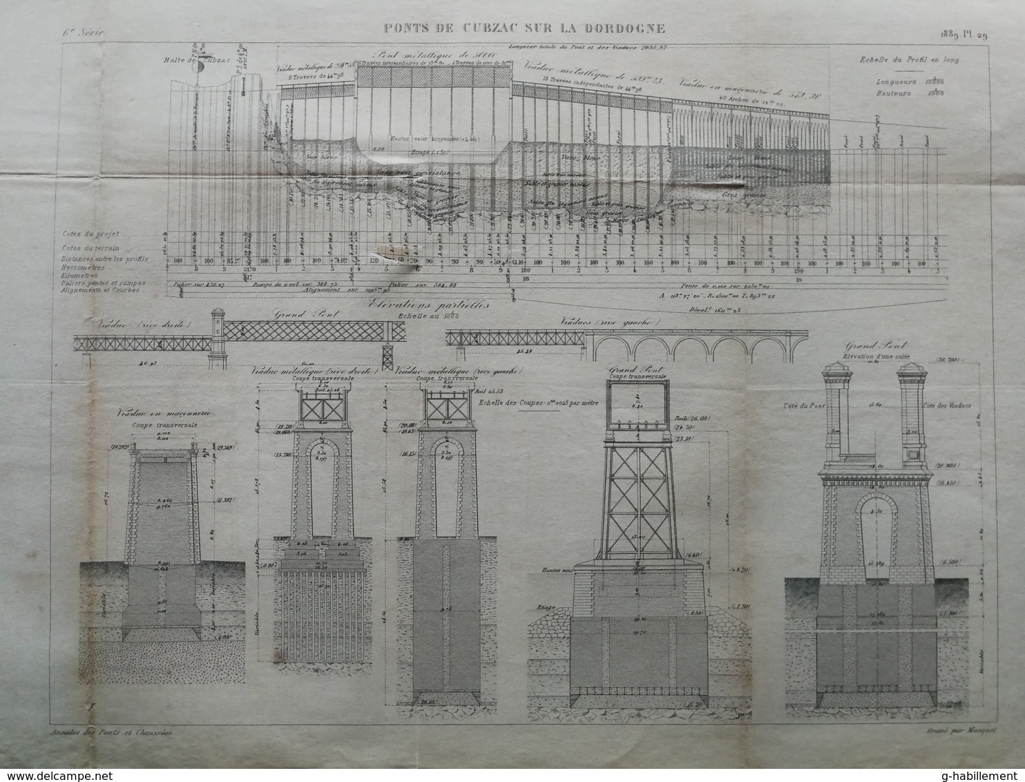ANNALES PONTS Et CHAUSSEES (dep 24)  - Pont De Cubzac Sur La Dordogne - Macquet - 1889 - (CLE20) - Travaux Publics