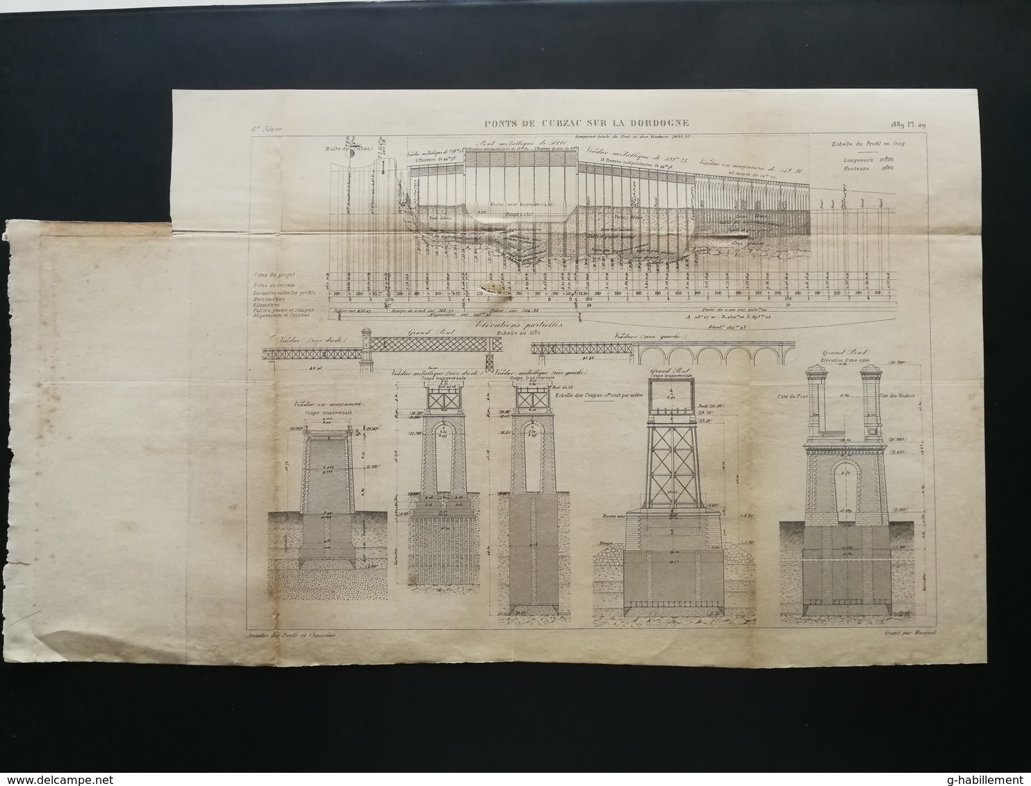 ANNALES PONTS Et CHAUSSEES (dep 24)  - Pont De Cubzac Sur La Dordogne - Macquet - 1889 - (CLE20) - Public Works