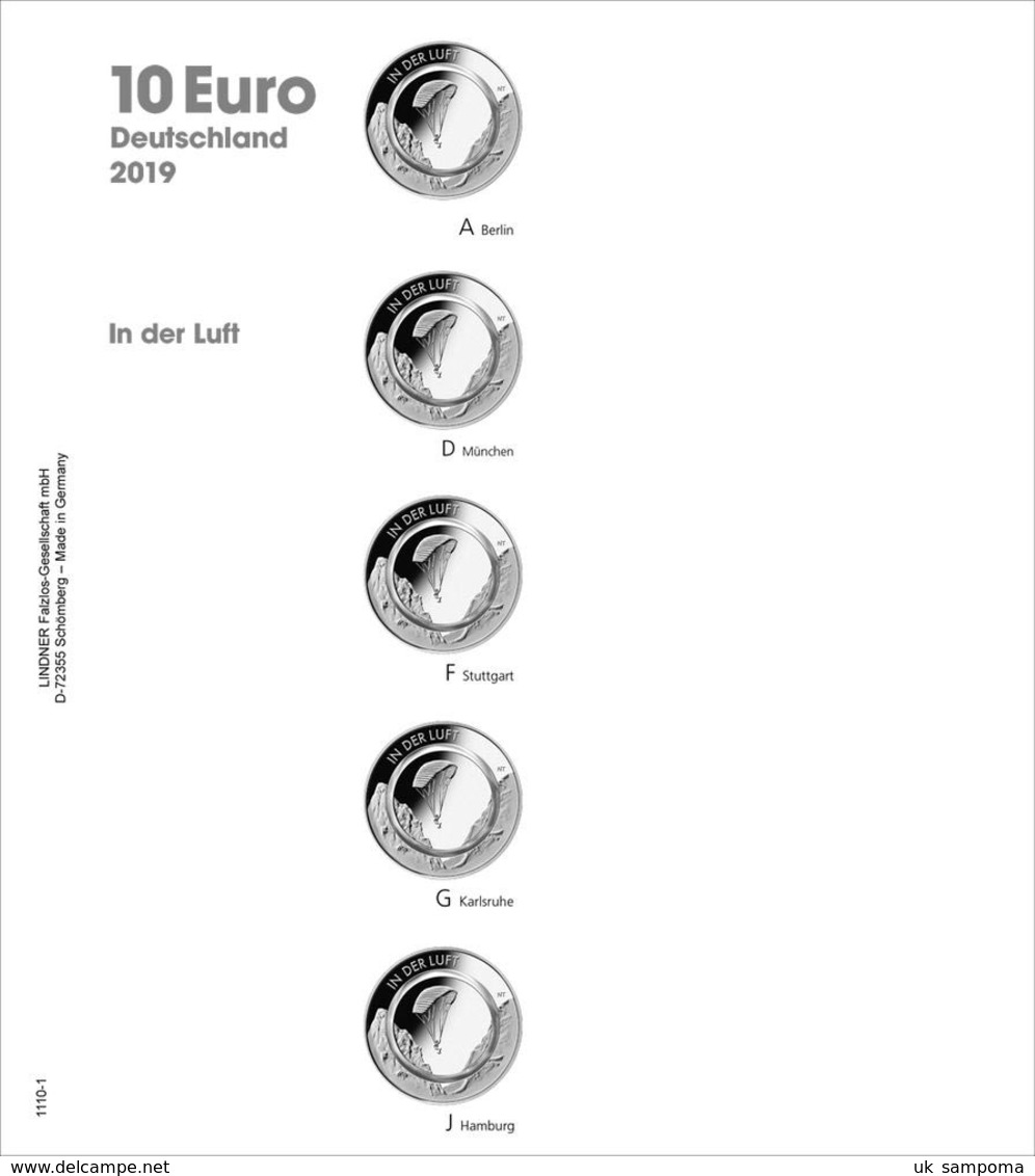 Illustrated Page Karat For 10 Euro Coins With Polymer Ring: Germany 2019 - Supplies And Equipment