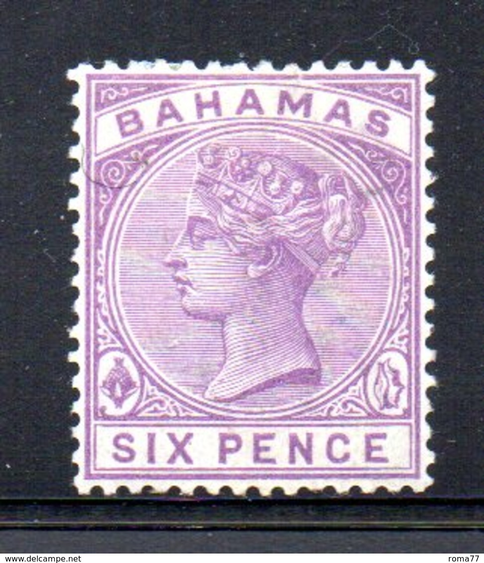 APR413 - BAHAMAS 1884, 6 P. N. 21 *  Filigrana CA  (2380A). Dentellato 14 - 1859-1963 Crown Colony