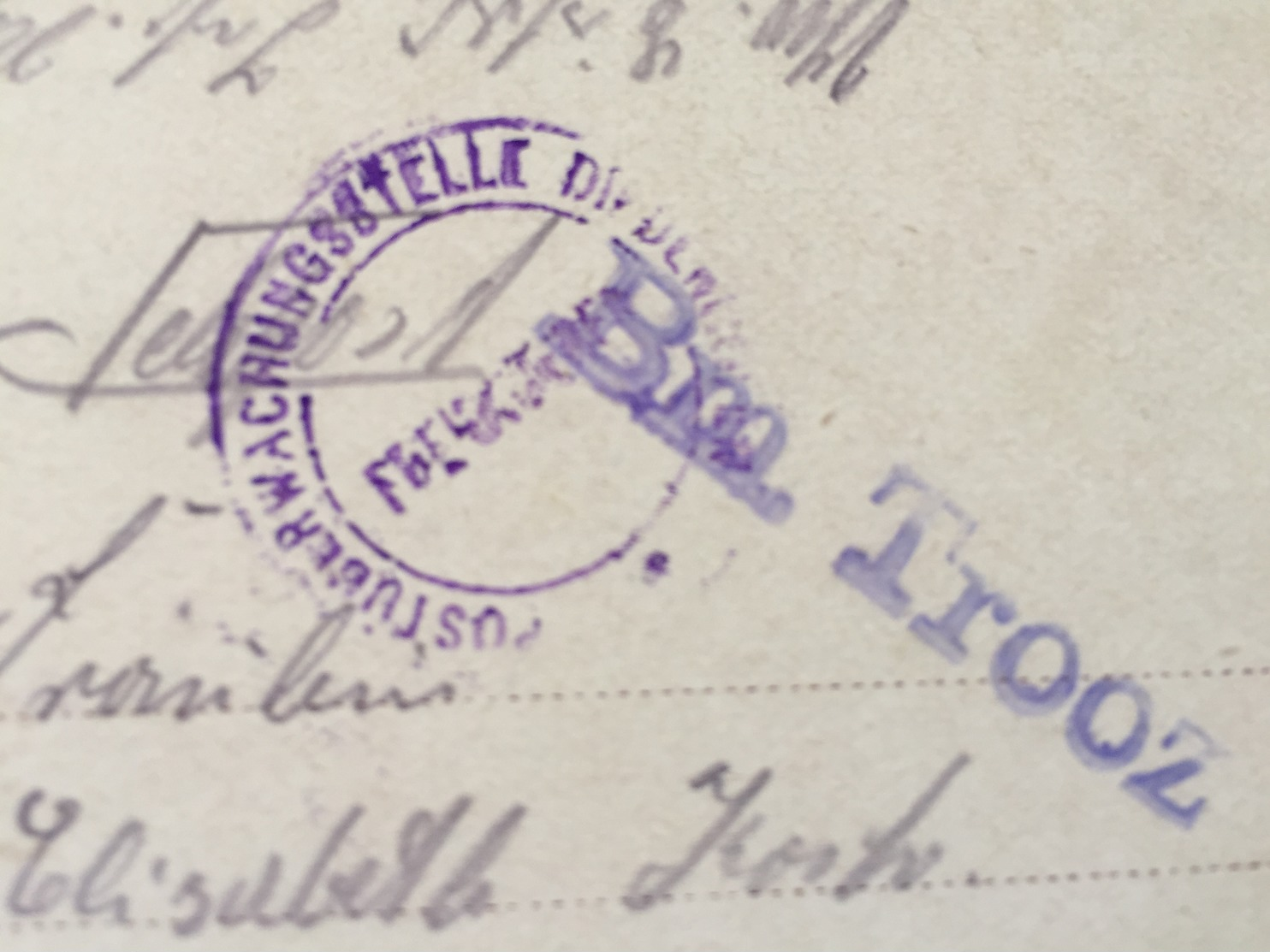 Feldpost 1.WK  1917   BM. TROOZ - Briefe U. Dokumente