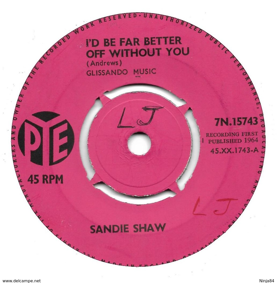 SP 45 RPM (7")   Sandie Shaw  "  I'd Be Far Better Off Without You  "  Angleterre - Autres - Musique Anglaise