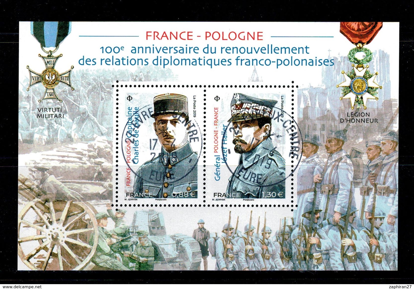 2019 BLOC FRANCE POLOGNE OBLITERE CACHET ROND 17-4-2019   #228# - Used Stamps