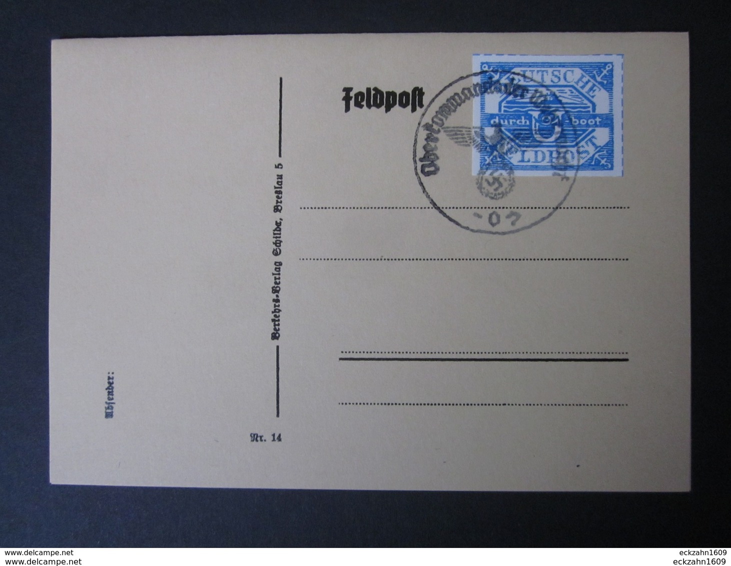 Feldpost U-Boot Hela Nr. 13 Gestempelt Auf Feldpostkarte - Nachdruck - Sonstige & Ohne Zuordnung