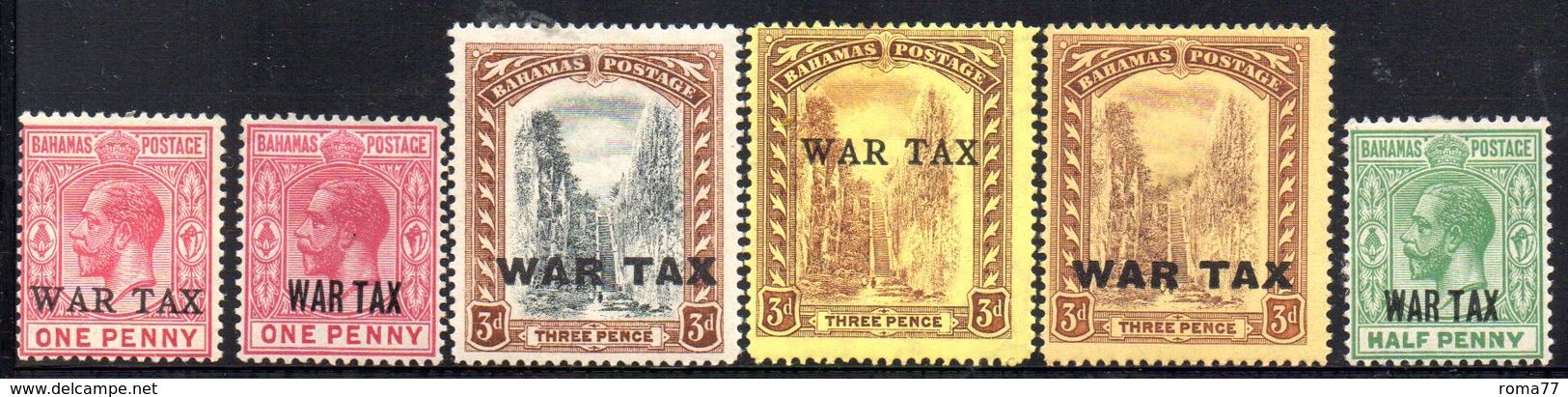 APR421 - BAHAMAS 1919 , WAR TAX : Sei Valori Diversi  * (2380A). - 1859-1963 Colonia Britannica