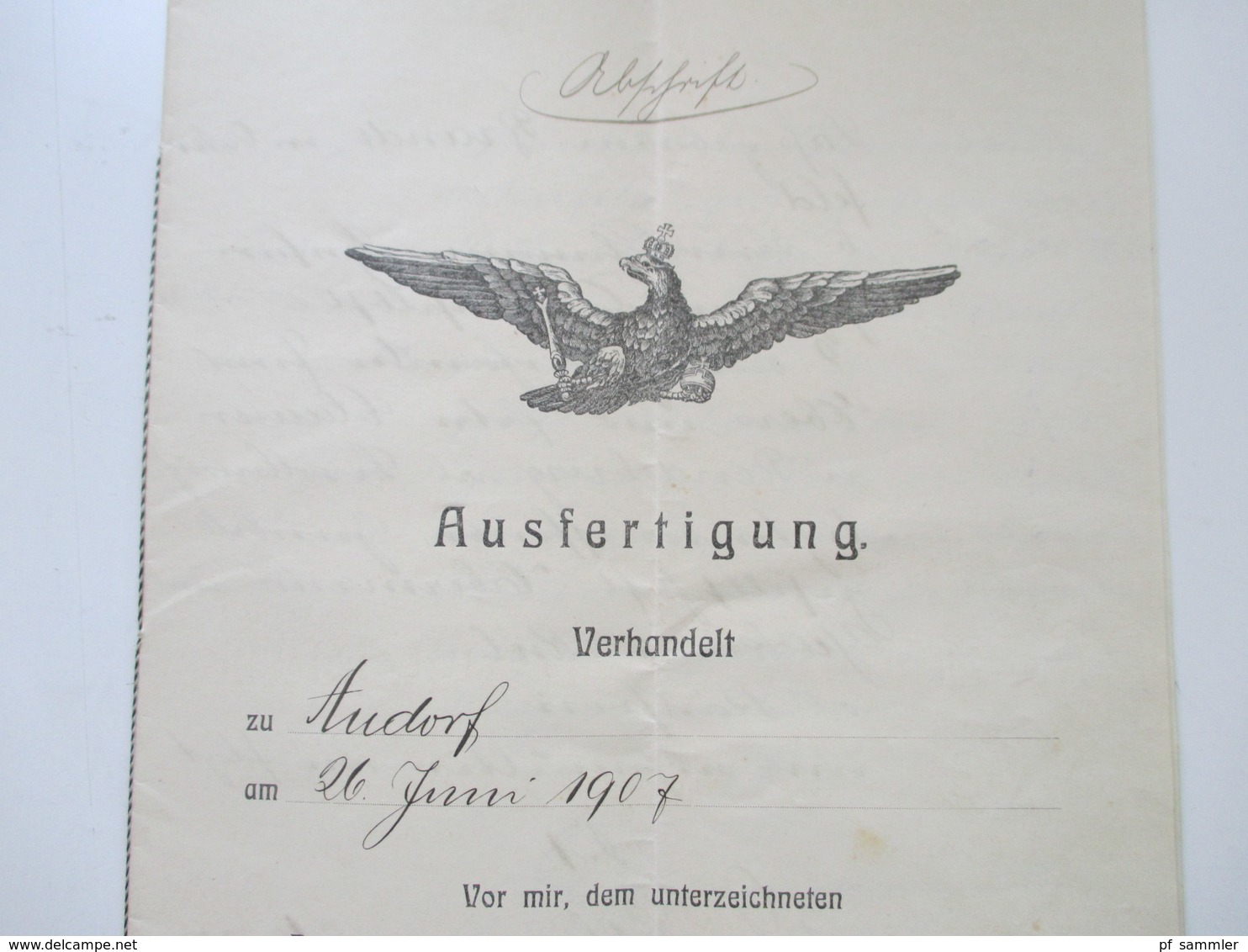 Dokument 1907 Preussischer Hypothekenbrief?! Mit Original Umschlag Germania Marke Rendsburg / Audorf Volquard Hems Notar - Historische Dokumente