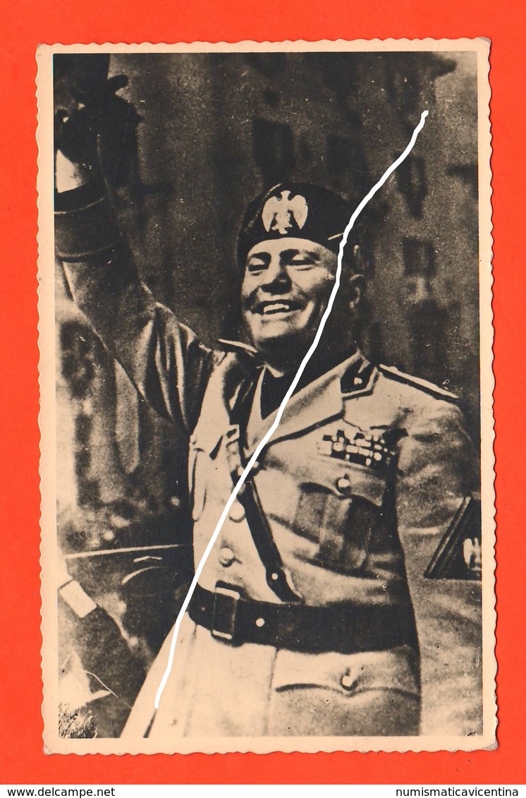 Mussolini Benito Duce Cartolina Anni '40 Su Carta Gevaert - Personaggi