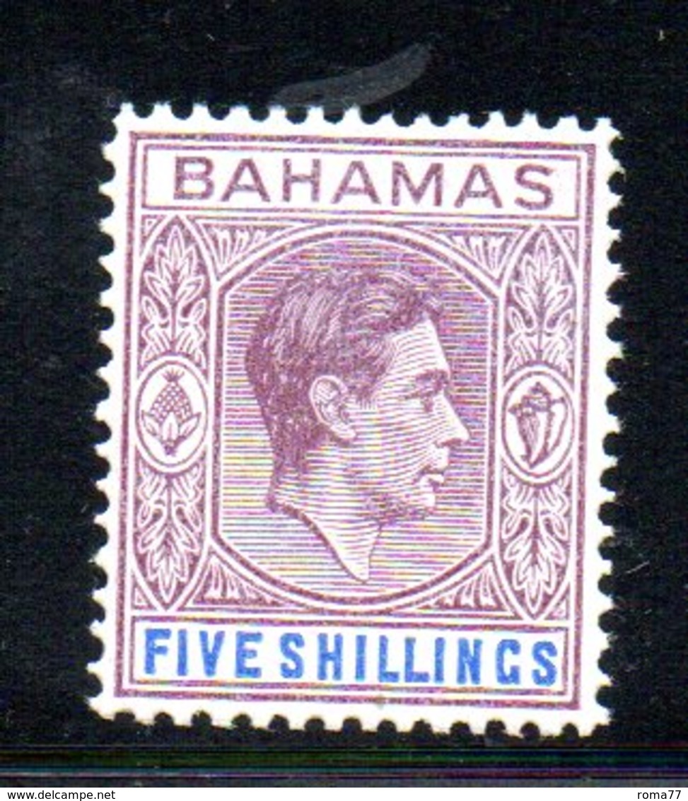 APR426 - BAHAMAS 1938 , Giorgio VI  5 Sh Yvert N. 108   ***  (2380A). - 1859-1963 Colonia Britannica