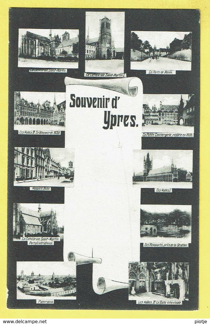 * Ieper - Ypres - Yper * (R. Ommeslagh) Souvenir D'Ypres, Perkament, Porte De Menin, Halles, Rempart, Hospice Belle - Ieper