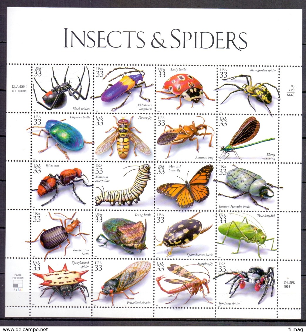 U.S.A.1998 INSECTS AND SPIDERS SOUV.SHEET MNH** A245 - Autres & Non Classés