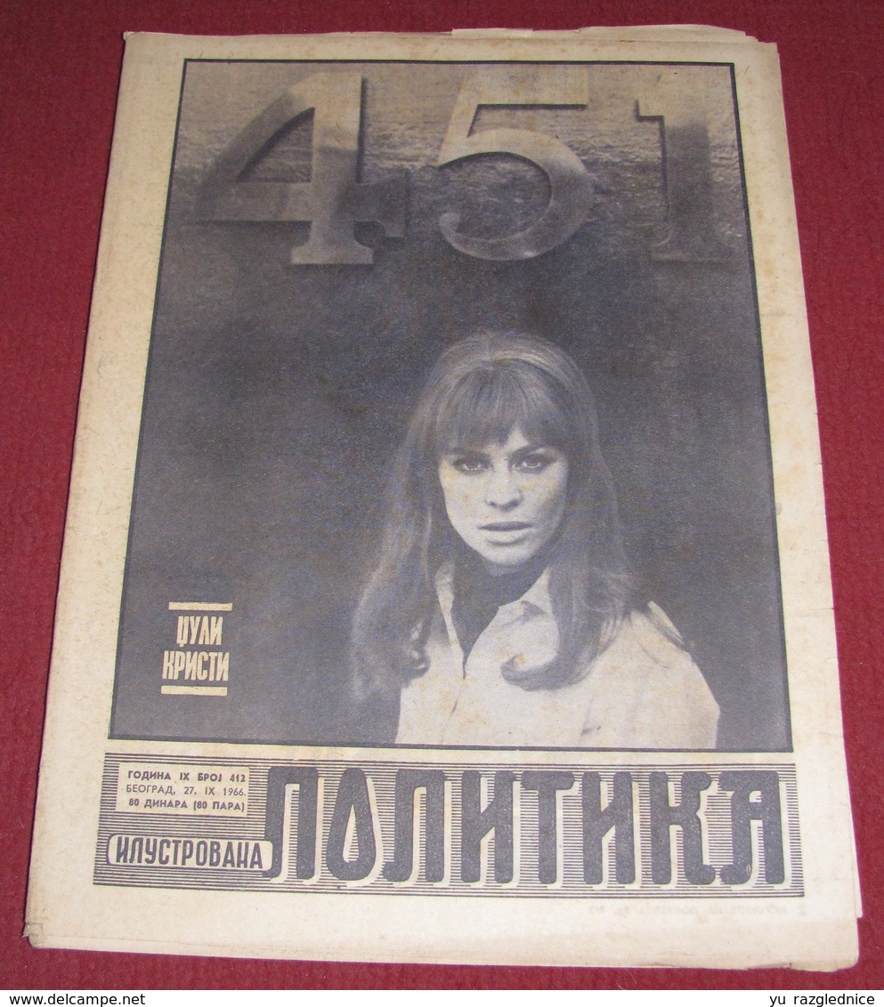 Julie Christie ILUSTROVANA POLITIKA Yugoslavian September 1966 RARE - Magazines