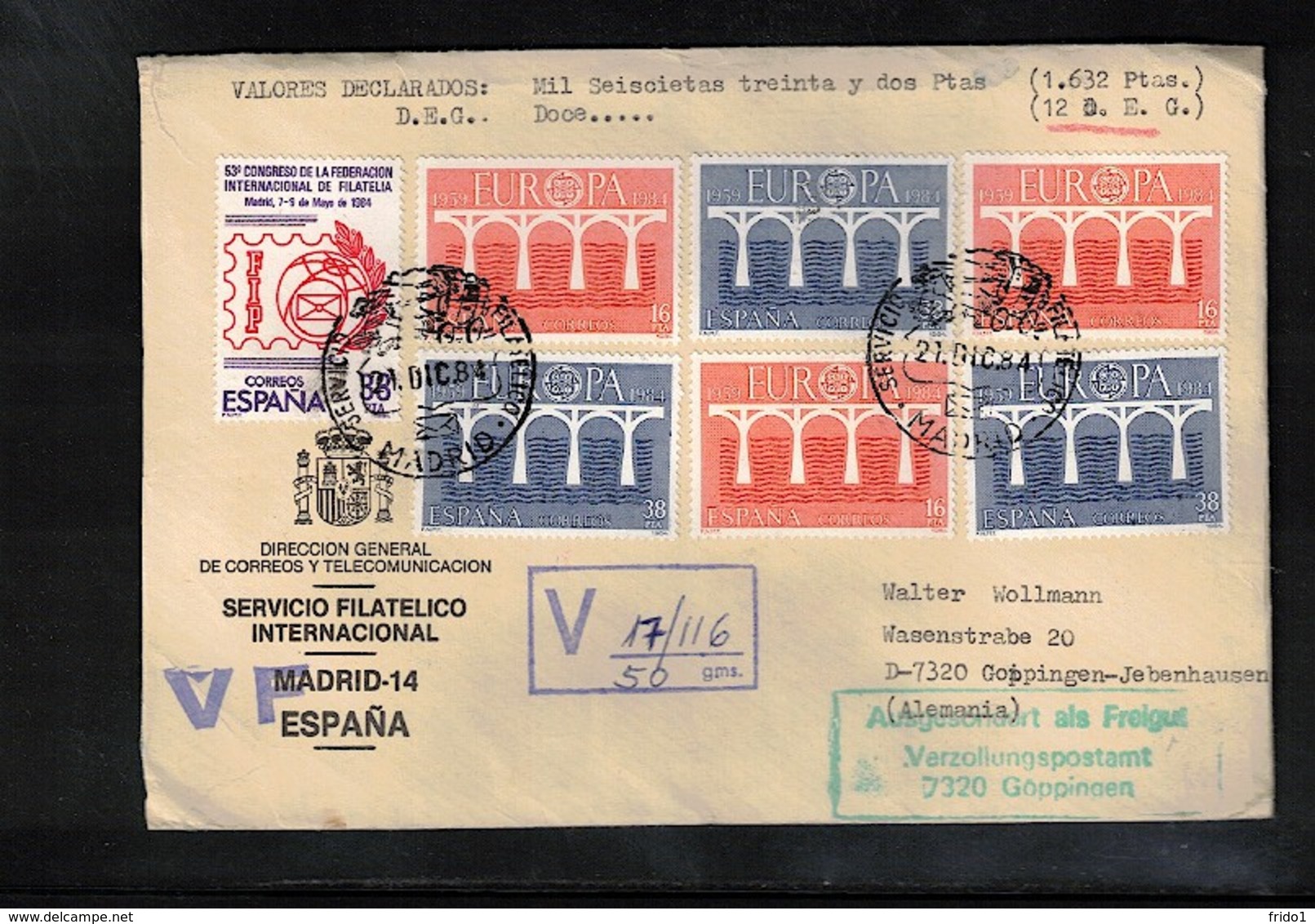 Spain 1984 Interesting Value Declared Letter - 1984