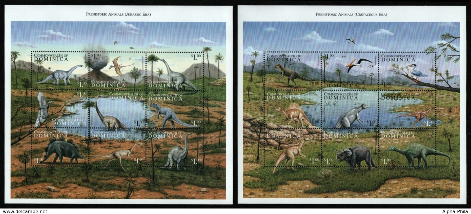 Dominica 1999 - Mi-Nr. 2661-2678 ** - MNH - Prähistorische Tiere - Dominica (1978-...)