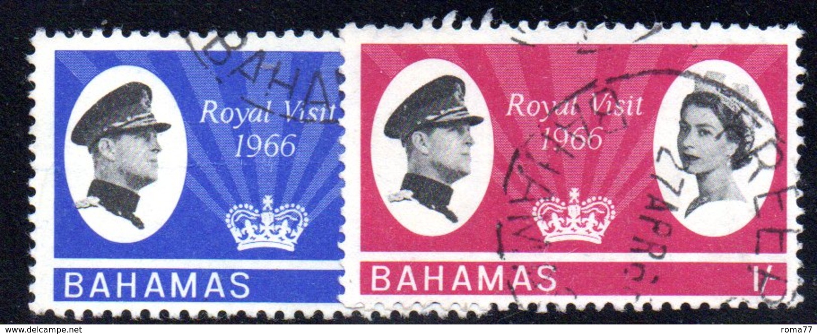 APR439 - BAHAMAS 1966 , Yvert N. 217/218  Usato  (2380A).  Visita Reale - 1963-1973 Autonomia Interna