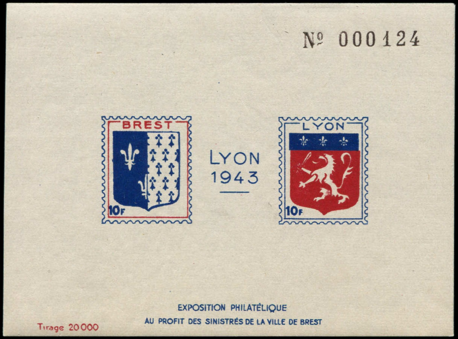 FRANCE Libération (N° Et Cote Mayer) * - Lyon, Bloc De 1943 Pour Les Sinistrés De Brest - Cote: 175 - Libération