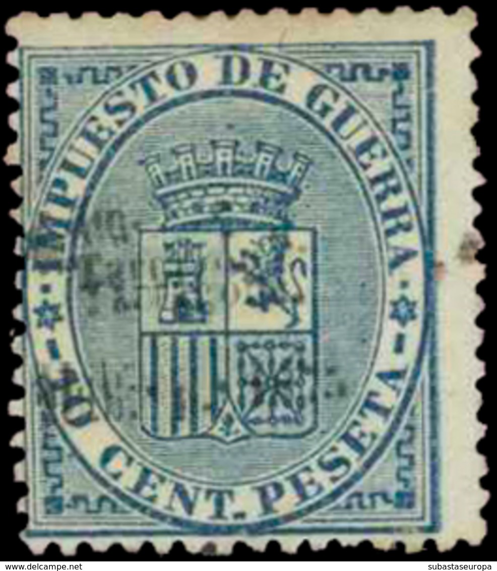 España. (*)142Bhh. 10 Cts. Habilitación Provisional De Tarragona, Doble. Raro. - Used Stamps