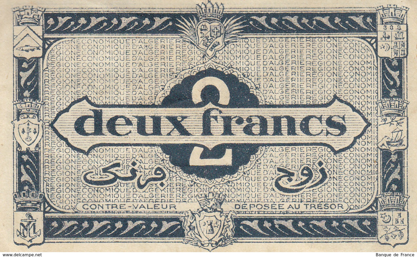 Région économique D' ALGERIE Billet 1 Et 2 F Du 31 Janvier 1944 P.101 Et P.102 - Chambre De Commerce