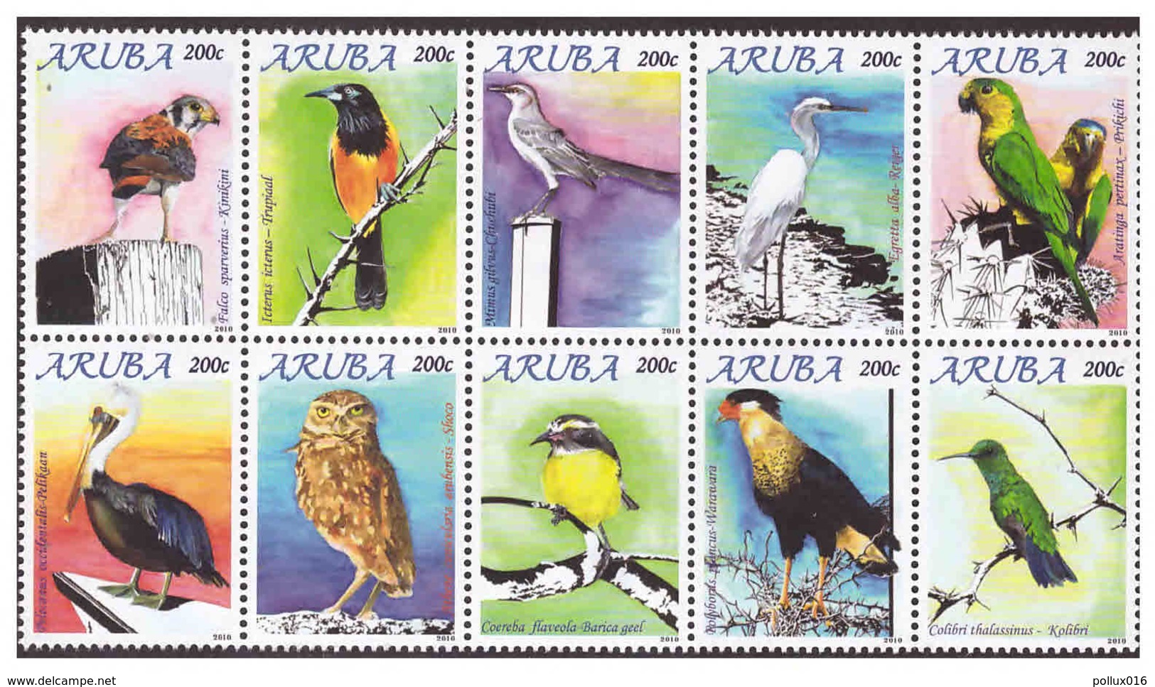 Aruba 2010 Vogels Birds Parrot Owl Hummingbird Heron Falcon Hawk MNH - Andere & Zonder Classificatie