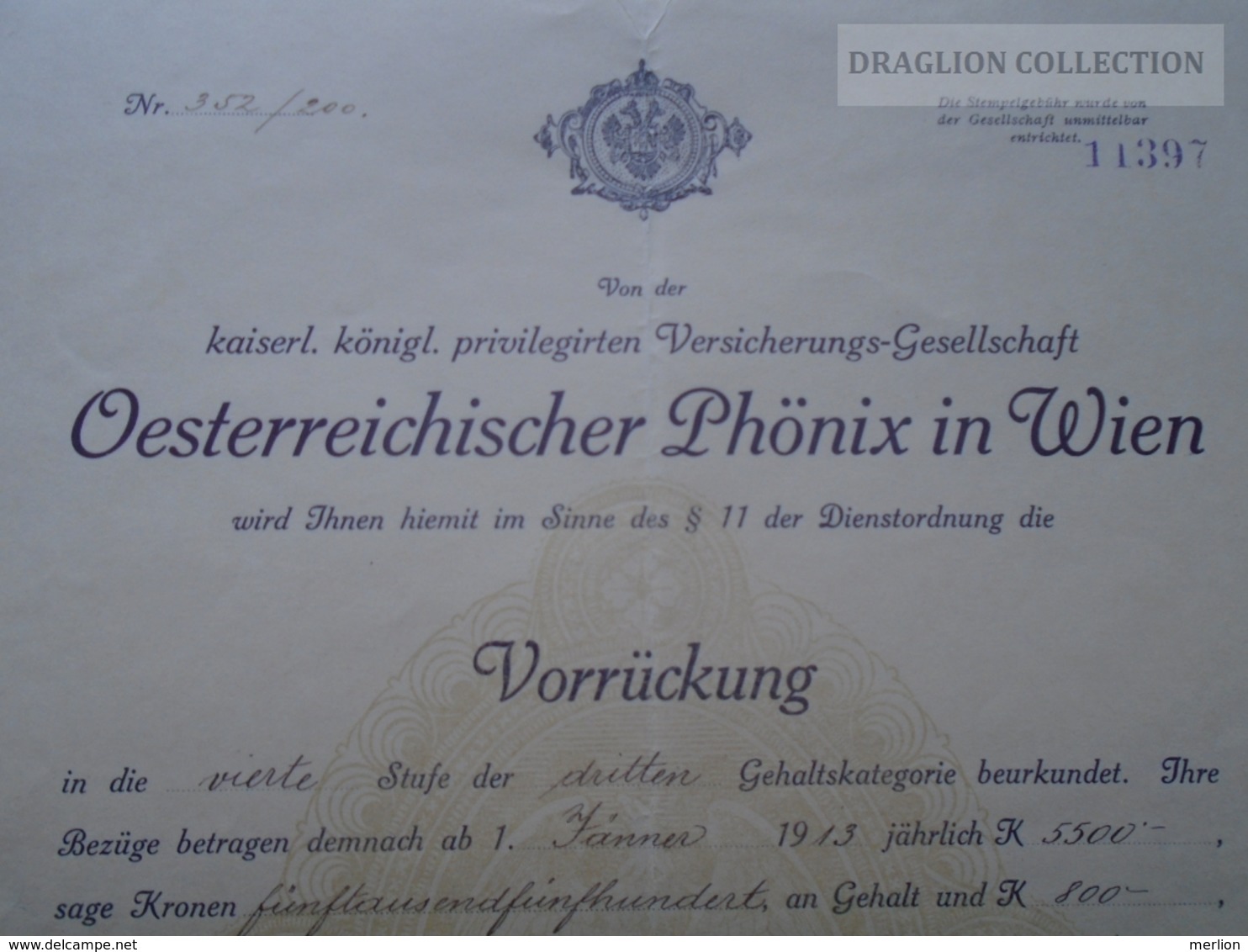 ZA192.9  Österreichischer PHÖNIX In WIEN  1912  Herrn Gyula Lukács Temesvár - Insurance - Oostenrijk