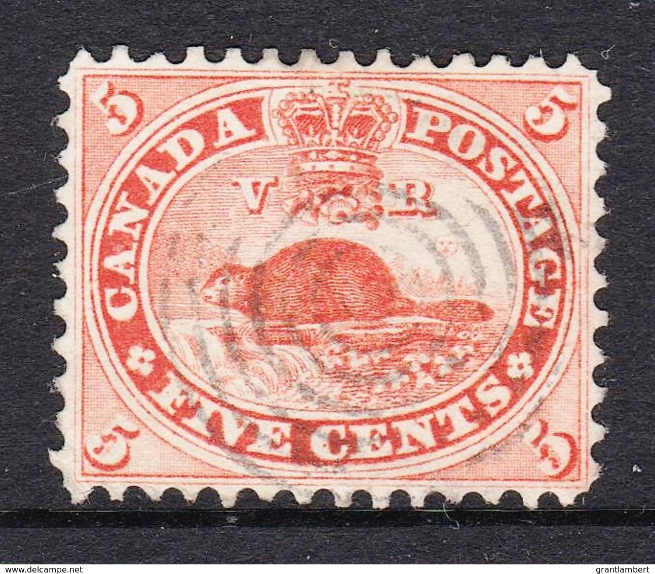 Canada 1859 Beaver 5c Pale Red Used - SG 31, Sc 15 - Used Stamps