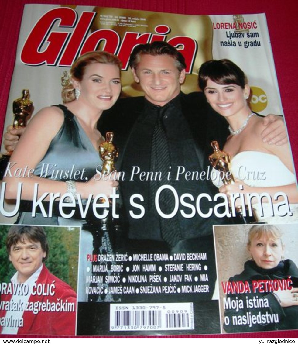 Kate Winslet, Sean Penn, Penelope Cruz GLORIA Croatian March 2009 Very Rare - Zeitungen & Zeitschriften