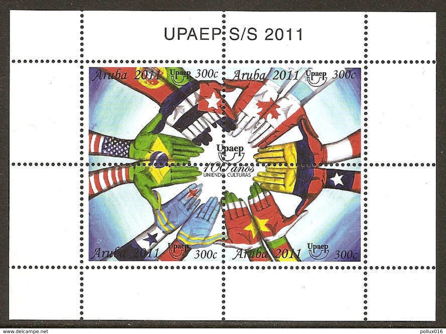 Aruba 2011 100 Year UPAEP Flags MNH S/S - Andere & Zonder Classificatie