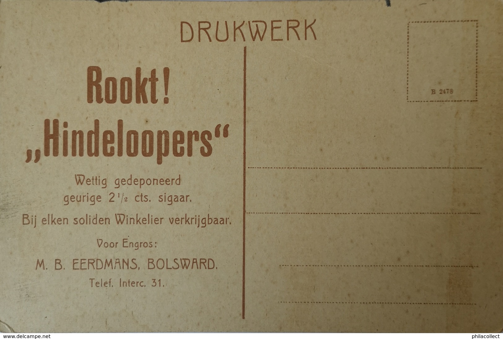 Bolsward // Reklame Rookt Hindeloopens - M. B. Eerdmans Bolsward 19?? - Bolsward