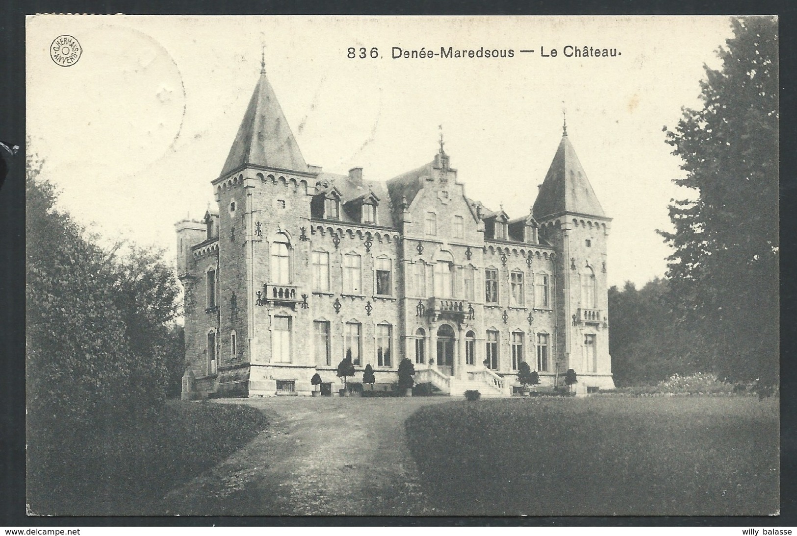 +++ CPA - DENEE - MAREDSOUS - Le Château - Cachet Relais Denée 1912   // - Anhée