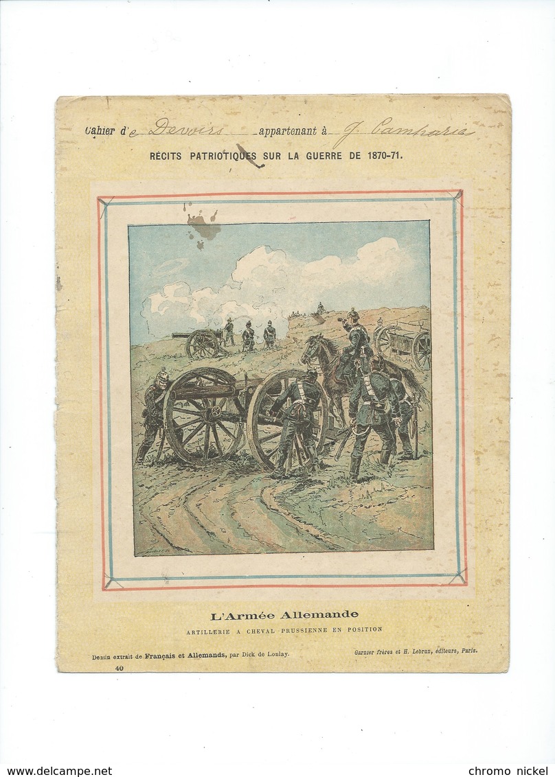 Guerre 1870-71 Deutschland Krieg Armée Allemande Artillerie à Cheval Couverture Protège-cahier Passable +/- 1900 3 Scans - Protège-cahiers