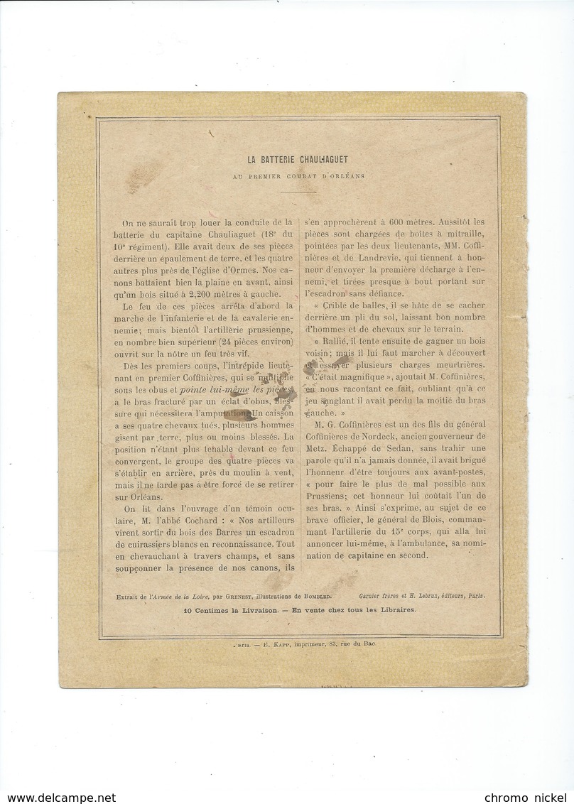 Guerre 1870-71 Deutschland Krieg Batterie Chaullaguet Orléans Couverture Protège-cahier Passable +/- 1900 3 Scans - Omslagen Van Boeken