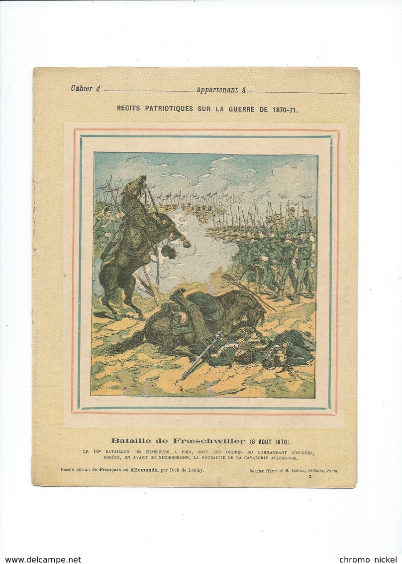 Guerre 1870-71 Deutschland Krieg Bataille De Froeschwiller Couverture Protège-cahier Bien +/- 1900 3 Scans - Protège-cahiers