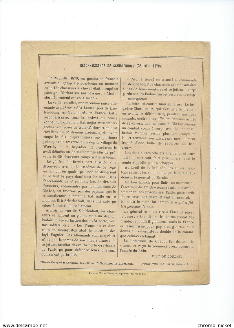 Guerre 1870-71 Deutschland Krieg Reconnaissance De SCHIRLENHOFF Couverture Protège-cahier Passable +/- 1900 3 Scans - Protège-cahiers