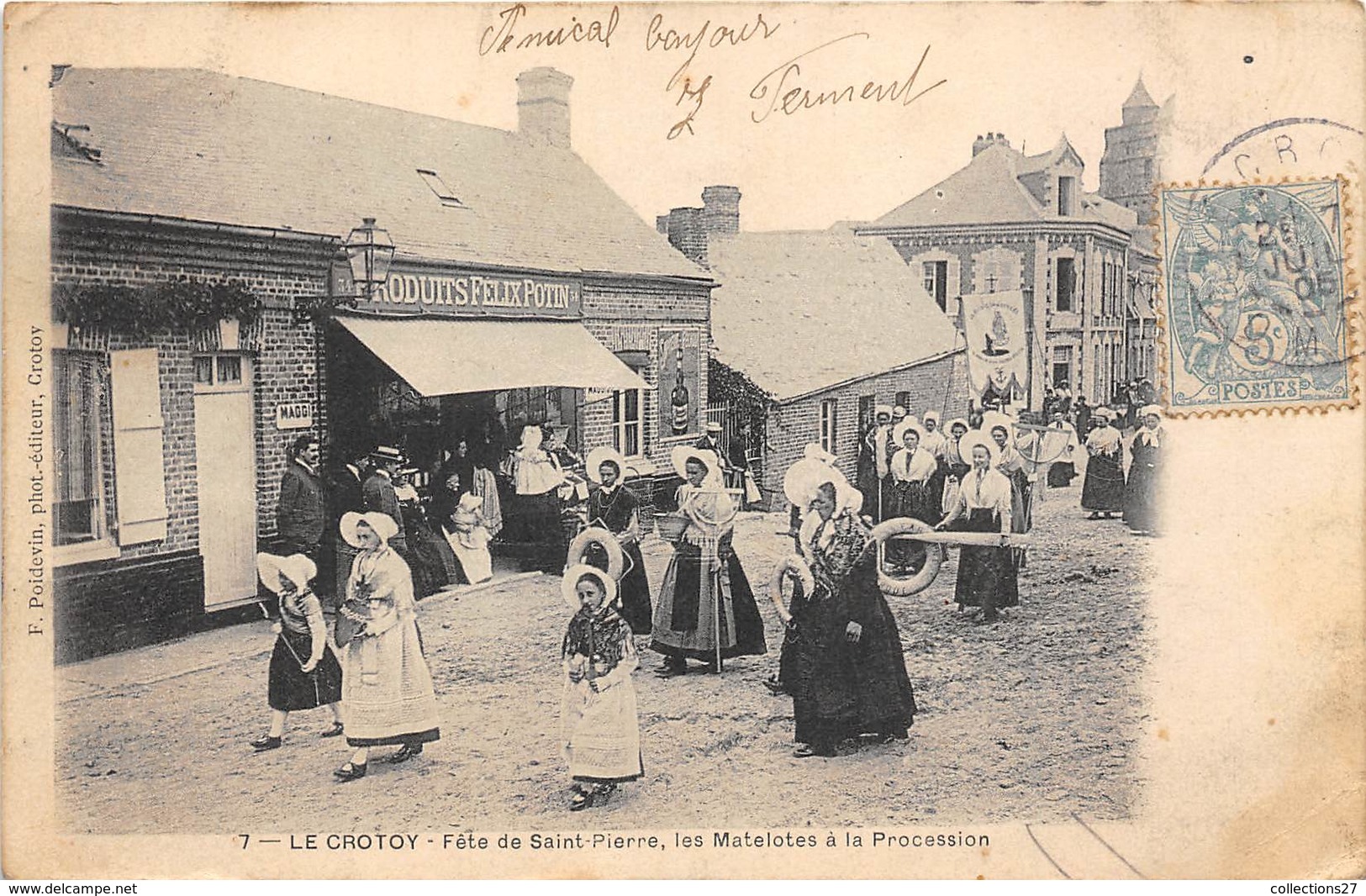 80-LE-CROTOY- FÊTE DE SAINT-PIERRE, LES MATELOTES A LA PROCESSION - Le Crotoy