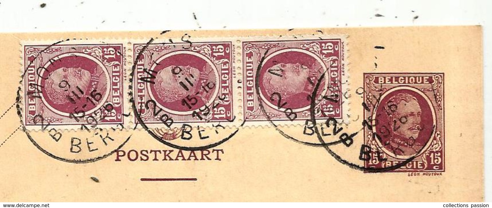 Entier Postal , Belgique, Carte Postale, MONS ,1926 ,+ 3 Timbres, 2 Scans - Cartoline 1909-1934