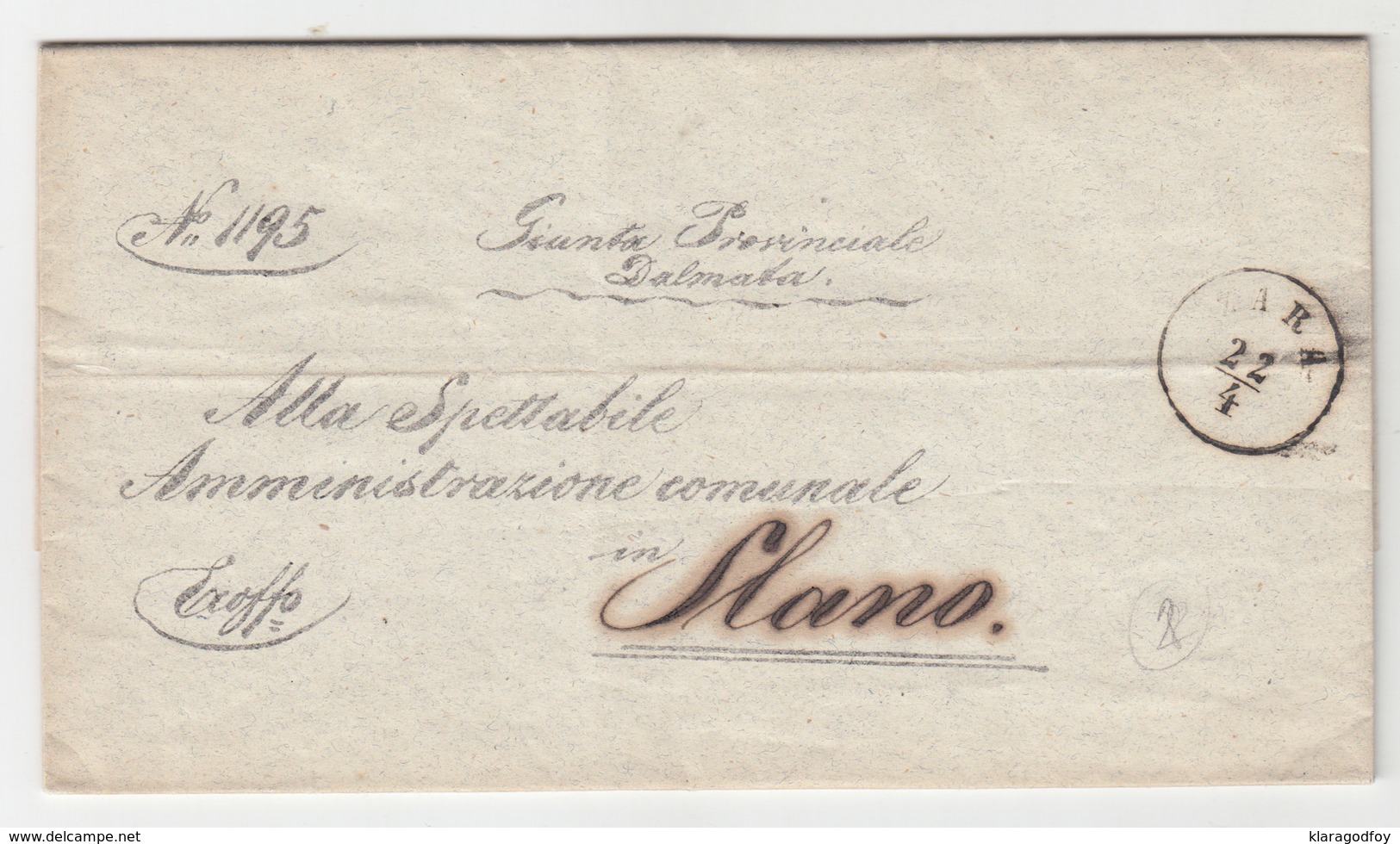 Croatia Giunta Provinciale Dalmatia Official - Ex Offo - Letter Travelled 1868 Zadar (Zara) To Slano B190415 - Kroatien