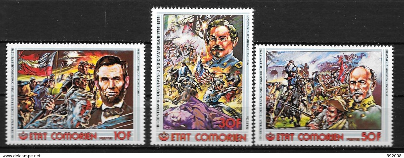1976 - N° 167 à 169**MNH - 200 Ans De L'indépendance Des Etats-Unis - Isole Comore (1975-...)