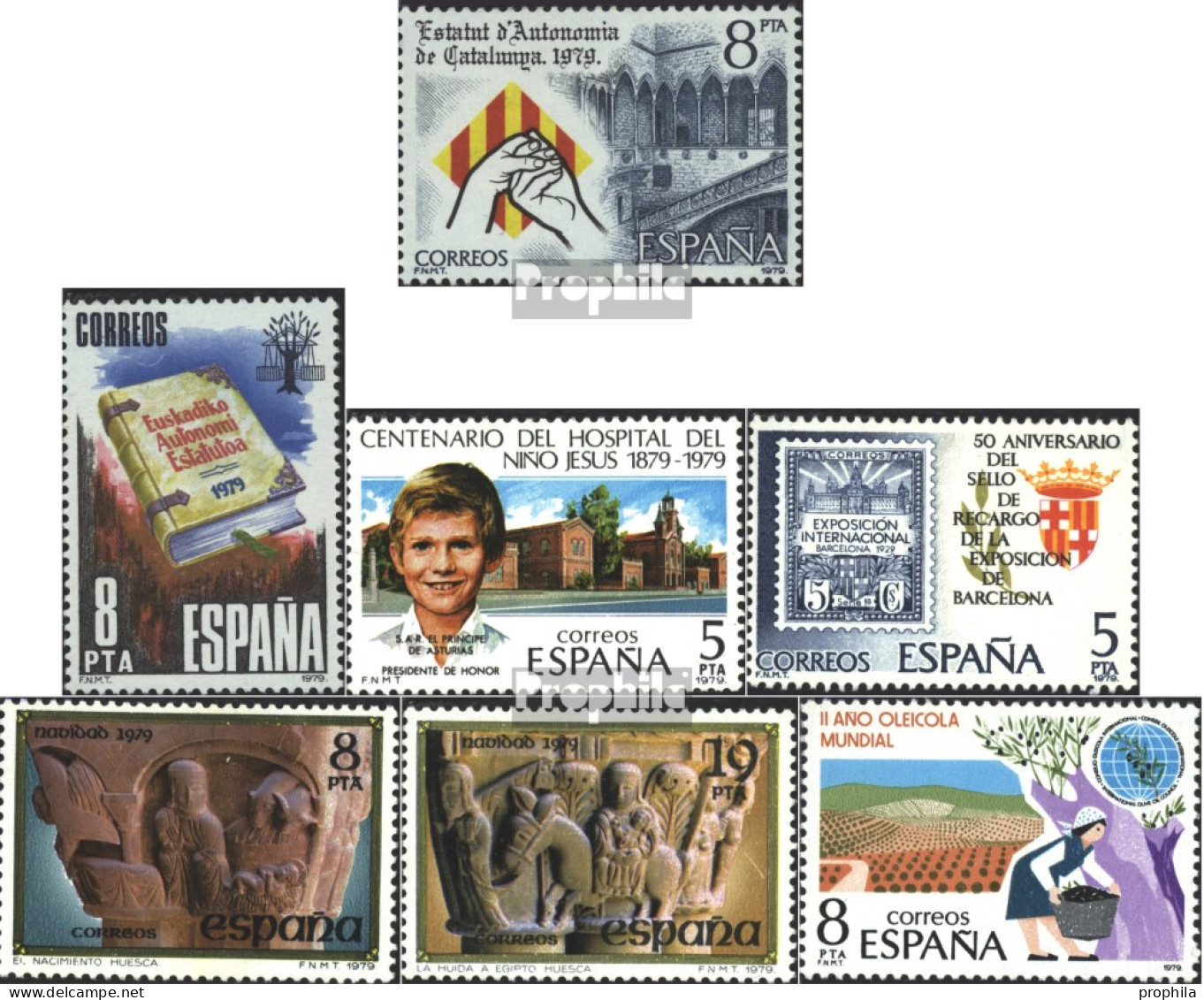 Spanien 2438,2439,2440,2441, 2442-2443,2449 (kompl.Ausg.) Postfrisch 1979 Katalonien, Baskenland, U.a. - Ungebraucht