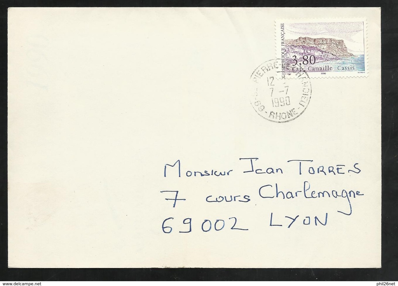 Lettre Circulée De Saint Pierre De Chandieu Le 7/7/1990 AVANT LE PREMIER JOUR (14/07) Du N°2660 Cassis Cap Canaille TB - Cartas & Documentos