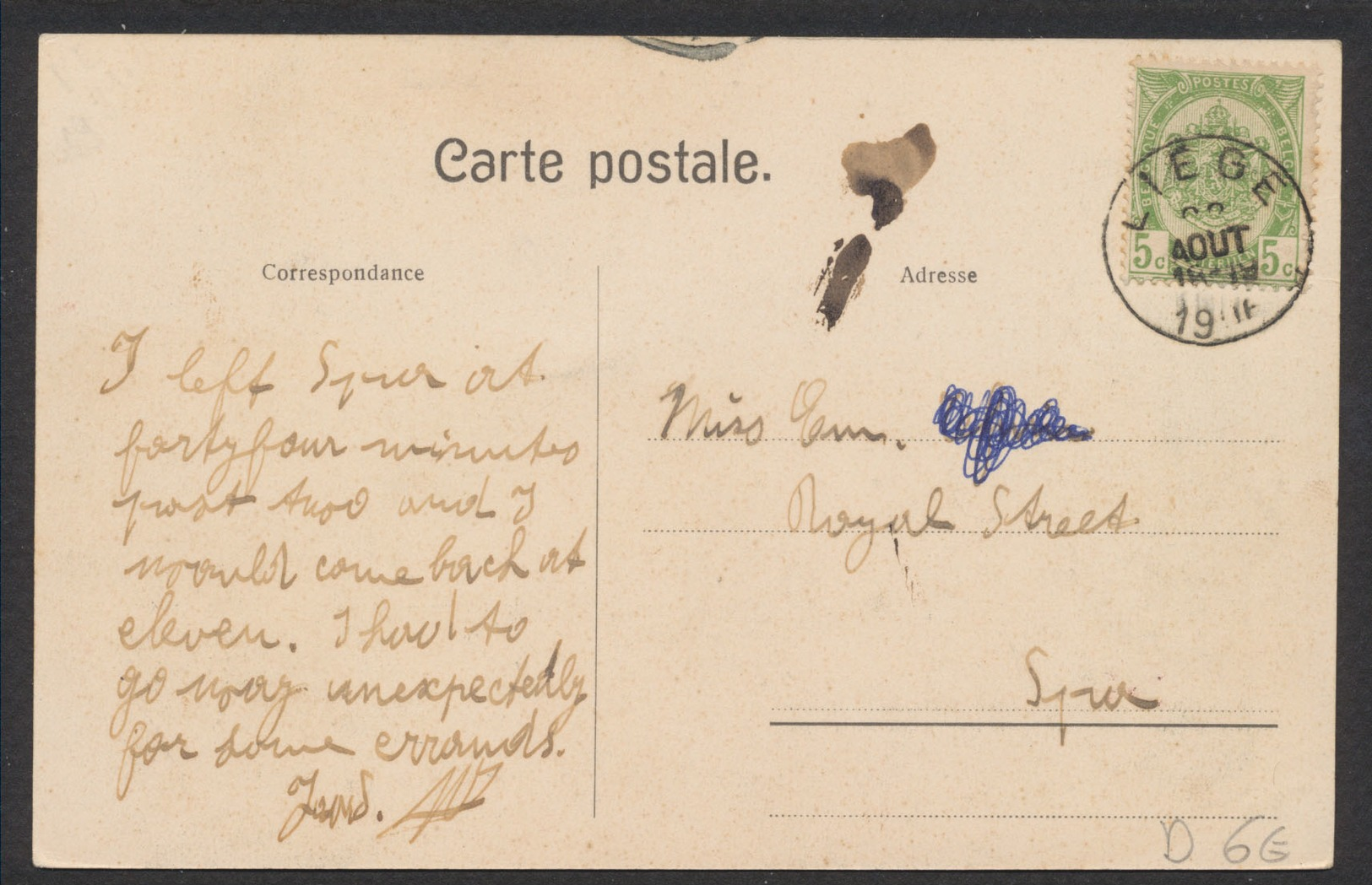 Carte Postale - Mandat De Poste De Liège (Pont Des Arches). Thématique Facteur / Voyagée. - Liege