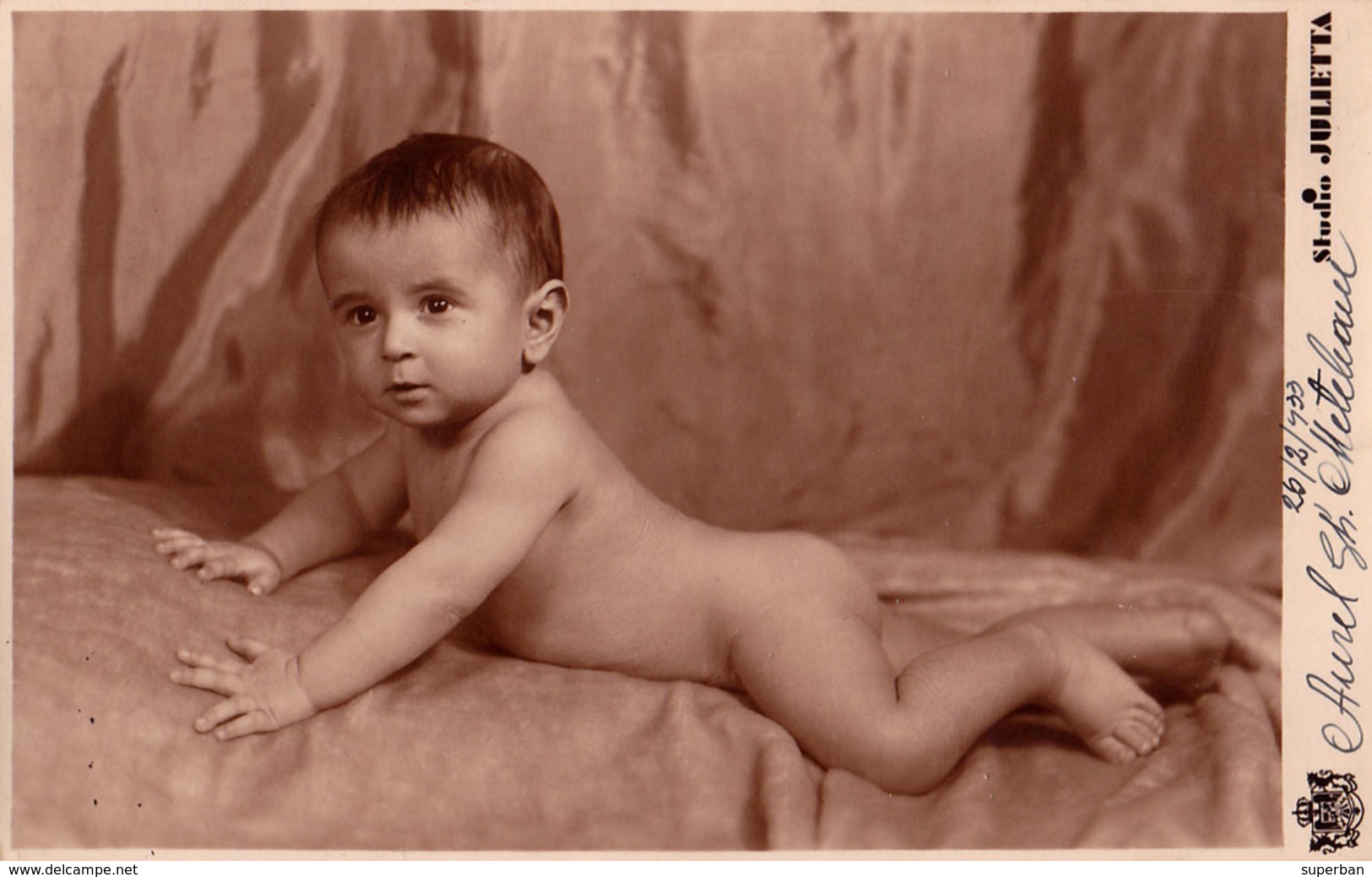 ENFANT / BÉBÉ NU - CHILD / NAKED BABY - CARTE PHOTO / REAL PHOTO : STUDIO JULIETTA / BUCURESTI - YEAR : 1933 (ac020) - Autres & Non Classés