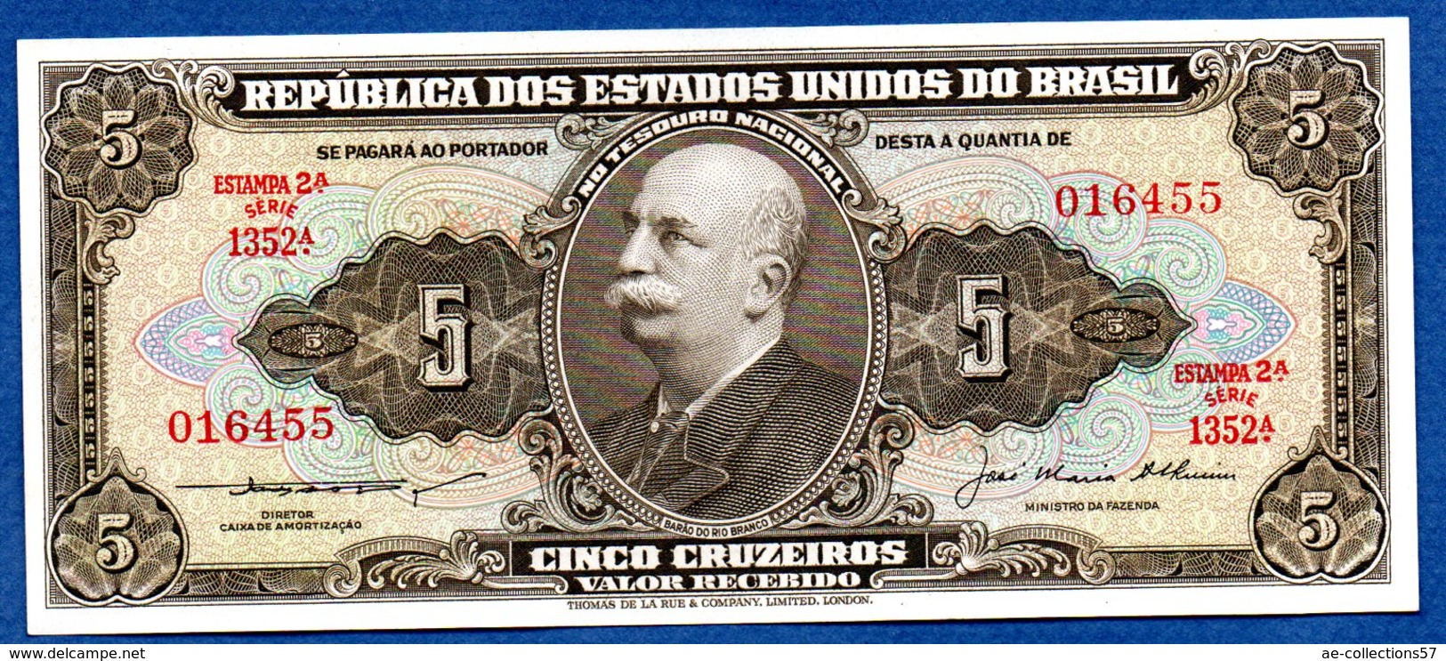 Brésil - 5 Cruzeiros  - Pick # 176  -  état   UNC - Brésil