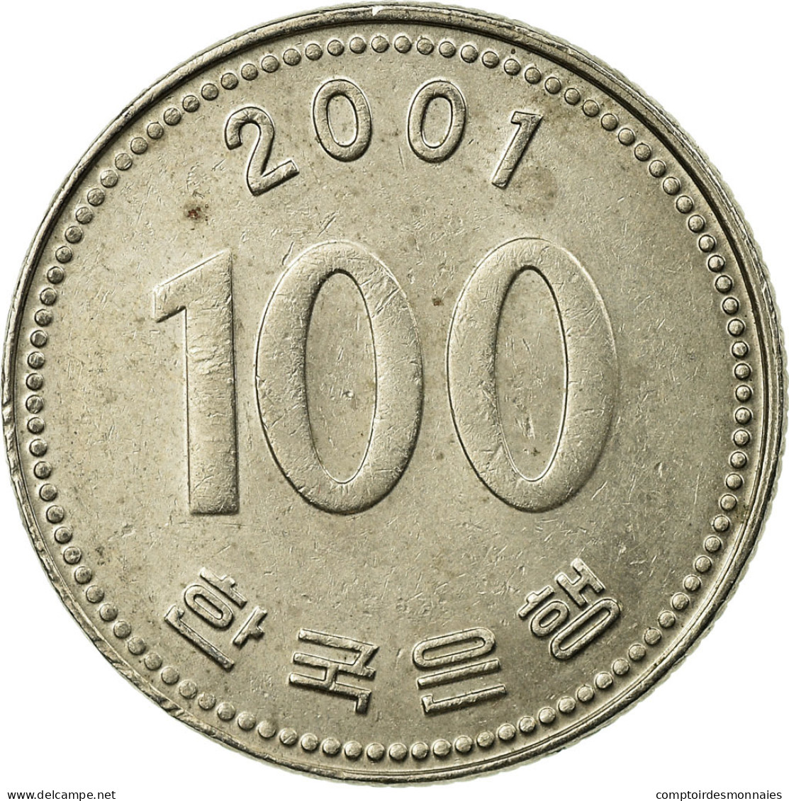 Monnaie, KOREA-SOUTH, 100 Won, 2001, TTB, Copper-nickel, KM:35.2 - Corée Du Sud