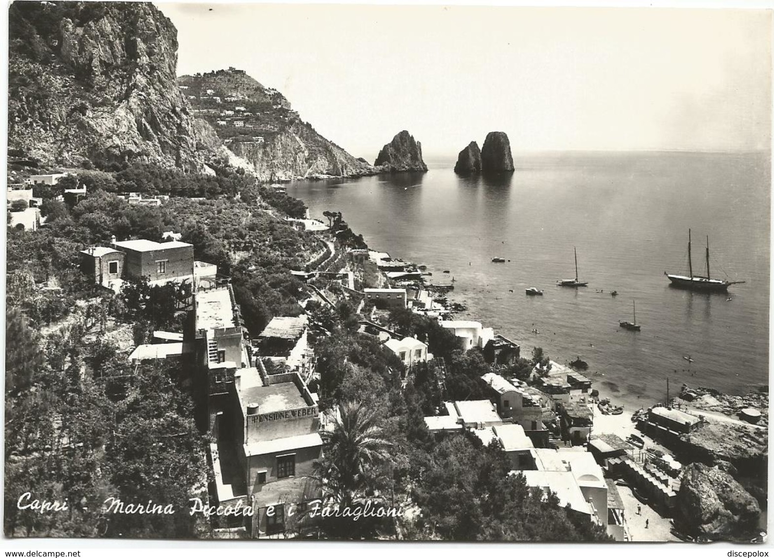 W2547 Capri (Napoli) - Pensione Weber - Marina Piccola E Faraglioni - Panorama / Viaggiata 1957 - Altri & Non Classificati
